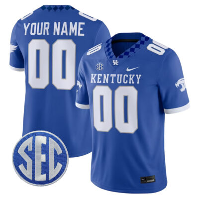 Kentucky Wildcats College Football Stitched Custom Game Jersey - Royal Blue