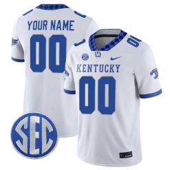 Kentucky Wildcats College Football Stitched Custom Game Jersey - White
