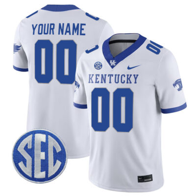 Kentucky Wildcats College Football Stitched Custom Game Jersey - All White