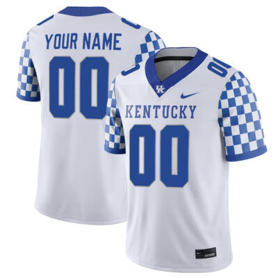 Custom Kentucky Wildcats Football White Away Jersey - All Stitched
