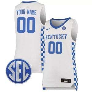 Custom Kentucky Wildcats College Basketball "Checkerboard Heavy" Stitched Jersey - White
