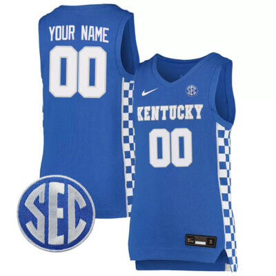 Custom Kentucky Wildcats College Basketball "Checkerboard Heavy" Stitched Jersey - Royal