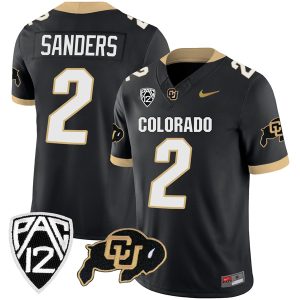 Shedeur Sanders Colorado Buffaloes College Football Alternate Black Game Jersey - All Stitched