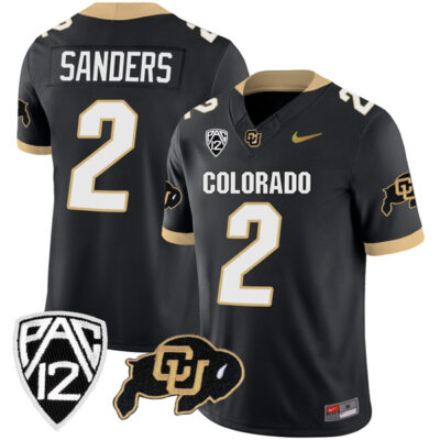 Shedeur Sanders Colorado Buffaloes College Football Alternate Black Game Jersey - All Stitched