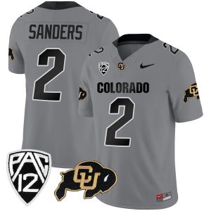 Shedeur Sanders Colorado Buffaloes College Football Gray Game Jersey - All Stitched