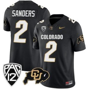 Shedeur Sanders Colorado Buffaloes College Football All Black Game Jersey - All Stitched