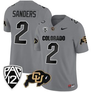 Shedeur Sanders Colorado Buffaloes College Football All Gray Game Jersey - All Stitched