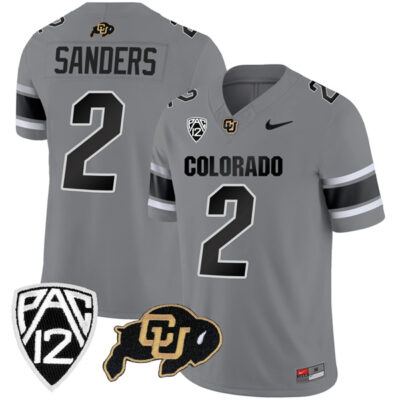 Shedeur Sanders Colorado Buffaloes College Football Alternate Gray Jersey - All Stitched