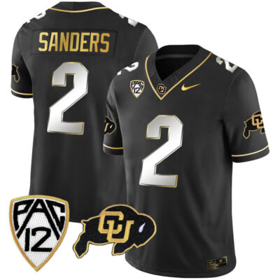 Shedeur Sanders Colorado Buffaloes College Football Gold Series Black Limited Jersey - All Stitched