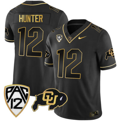 Alternative view of Shedeur Sanders Colorado Buffaloes College Football Gold Series Black Limited Jersey - All Stitched