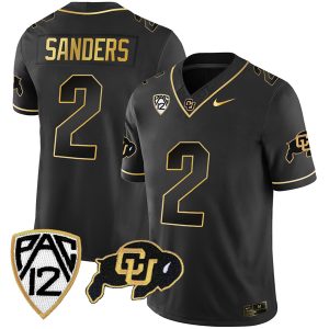 Shedeur Sanders Colorado Buffaloes College Football Gold Series Black Gold Jersey - All Stitched