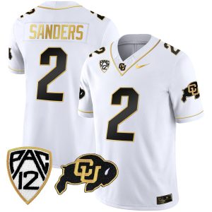 Shedeur Sanders Colorado Buffaloes College Football Gold Series White Gold Jersey - All Stitched