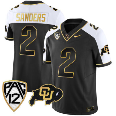 Shedeur Sanders Colorado Buffaloes College Football Gold Series Alternate Black Jersey - All Stitched