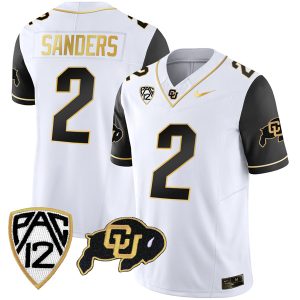 Shedeur Sanders Colorado Buffaloes College Football Gold Series Black Sleeve Jersey - All Stitched
