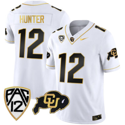 Travis Hunter Colorado Buffaloes College Football Gold Series White Gold Jersey - All Stitched