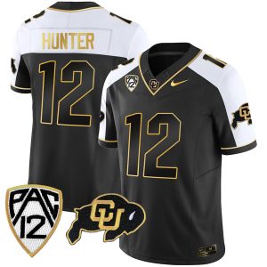 Travis Hunter Colorado Buffaloes College Football Gold Series Alternate Black Jersey - All Stitched