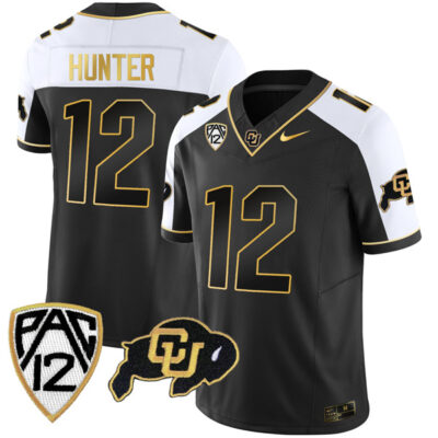 Travis Hunter Colorado Buffaloes College Football Gold Series Alternate Black Jersey - All Stitched