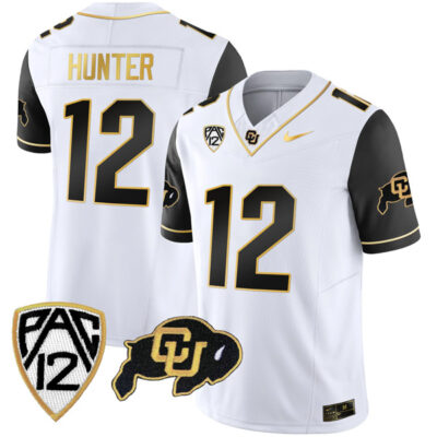 Travis Hunter Colorado Buffaloes College Football Gold Series Black Sleeve Jersey - All Stitched