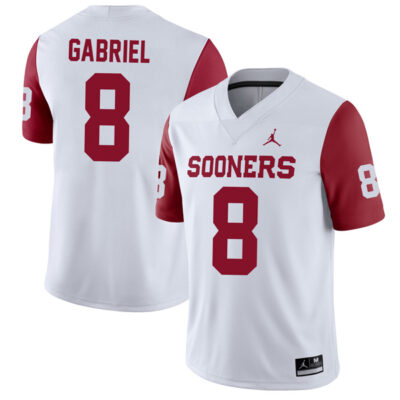 Alternative view of Dillon Gabriel Oklahoma Sooners College Football Alternate Game Stitched Jersey - Crimson Sleeve