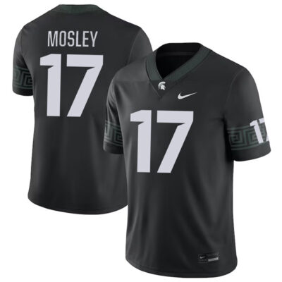Alternative view of Tre Mosley Michigan State Spartans College Football Black Game Jersey - All Stitched