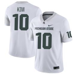 Alternative view of Noah Kim Michigan State Spartans College Football White Game Jersey - All Stitched
