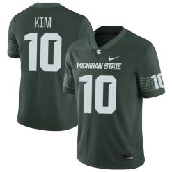 Alternative view of Noah Kim Michigan State Spartans College Football Alternate Green Game Jersey - All Stitched
