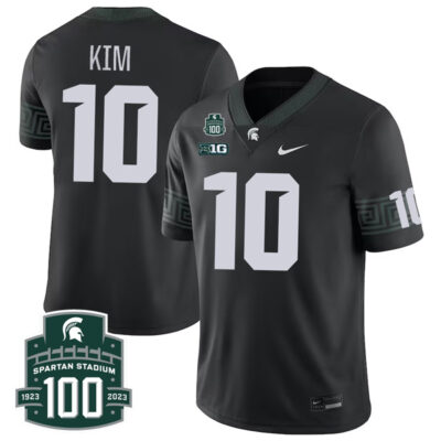 Noah Kim Michigan State Spartans College Football Black Game Jersey - All Stitched
