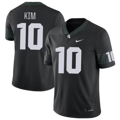 Alternative view of Noah Kim Michigan State Spartans College Football Black Game Jersey - All Stitched