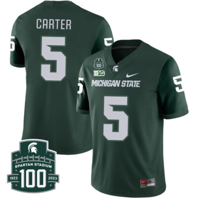 Nathan Carter Michigan State Spartans College Football Green Game Jersey - All Stitched
