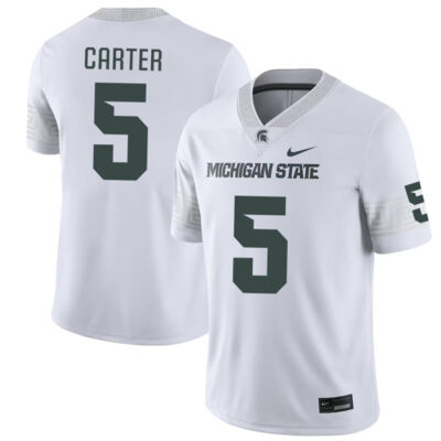 Alternative view of Nathan Carter Michigan State Spartans College Football White Game Jersey - All Stitched