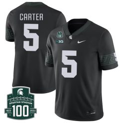 Nathan Carter Michigan State Spartans College Football Black Game Jersey - All Stitched