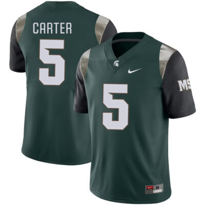 Alternative view of Nathan Carter Michigan State Spartans College Football Green Limited Jersey - All Stitched