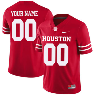 Custom Houston Cougars Football Red Alternate Jersey - All Stitched