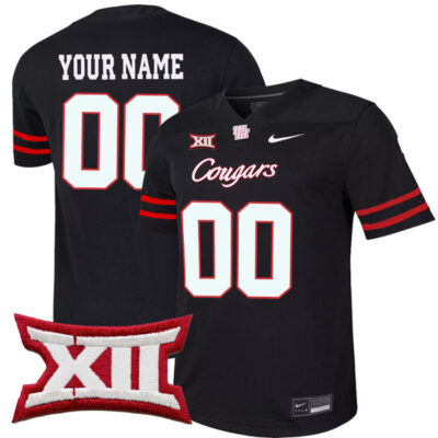 Houston Cougars Football Alternate Black Custom Jersey - All Stitched