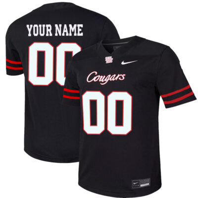Custom Houston Cougars Football 2nd Black Alternate Jersey - All Stitched