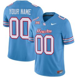 Houston Cougars College Football Oilers Inspired Blue Stitched Jersey - Limited Edition