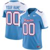Custom Houston Cougars Football Alternate Blue Oilers-inspired Jersey - All Stitched