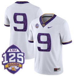 Joe Burrow LSU Tigers College Football "Silent Season" Alternate White Jersey - All Stitched