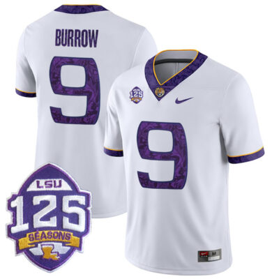 Joe Burrow LSU Tigers College Football 2018 "Silent Season" Alternate White With Name Jersey - All Stitched