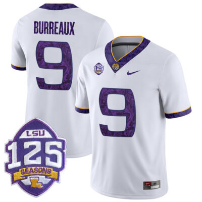 Joe Burreaux LSU Tigers College Football 2018 "Silent Season" Alternate White With Name Jersey - All Stitched