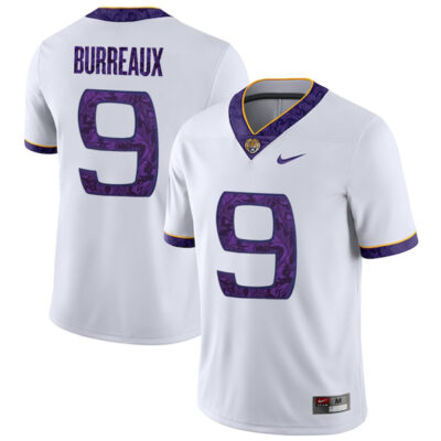Alternative view of Joe Burreaux LSU Tigers College Football "Silent Season" Alternate White With Name Jersey - All Stitched