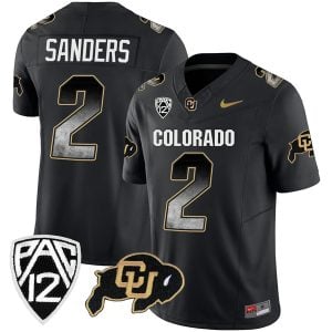 Shedeur Sanders Colorado Buffaloes College Football "Arch Smoke" Black Jersey - All Stitched