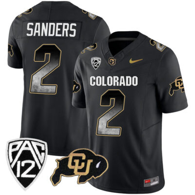 Shedeur Sanders Colorado Buffaloes College Football "Arch Smoke" Black Jersey - All Stitched