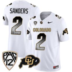 Shedeur Sanders Colorado Buffaloes College Football "Arch Smoke" White Jersey - All Stitched