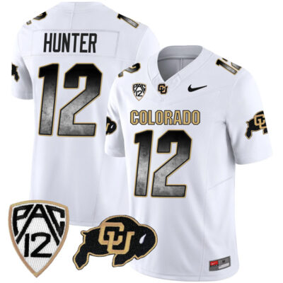 Travis Hunter Colorado Buffaloes College Football "Arch Smoke" White Jersey - All Stitched
