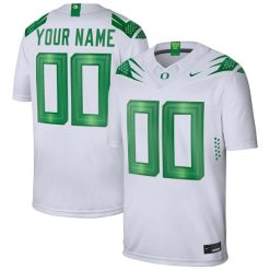 Custom Oregon Ducks Football White Away Jersey - All Stitched