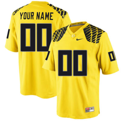 Custom Oregon Ducks Football Yellow Mighty Oregon Jersey - All Stitched