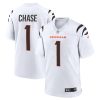 Ja’Marr Chase #1 Cincinnati Bengals White Game Jersey - All Stitched