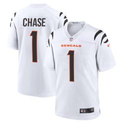 Ja’Marr Chase #1 Cincinnati Bengals White Game Jersey - All Stitched