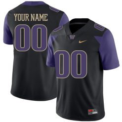Custom Washington Huskies Football Black Alternate Jersey - All Stitched